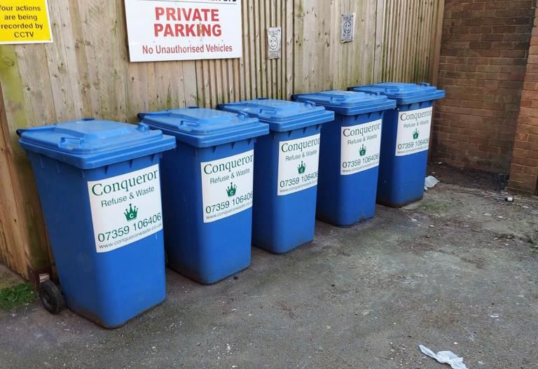 Recycling bins available for trade waste collection in Hastings